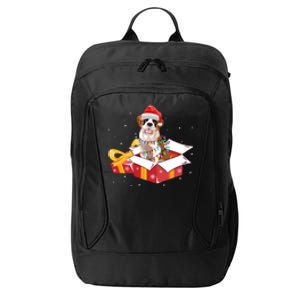 Saint Bernard Dog Christmas Is Box Gift Dog Light Tree Xmas Gift City Backpack