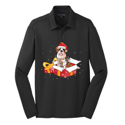 Saint Bernard Dog Christmas Is Box Gift Dog Light Tree Xmas Gift Silk Touch Performance Long Sleeve Polo