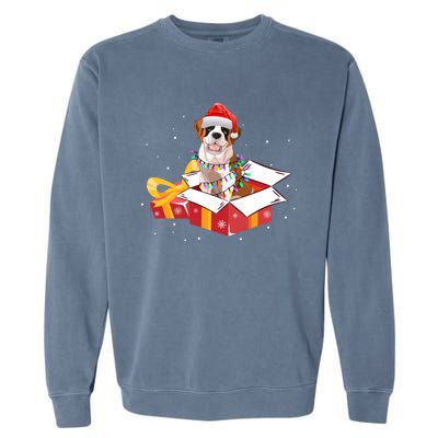 Saint Bernard Dog Christmas Is Box Gift Dog Light Tree Xmas Gift Garment-Dyed Sweatshirt