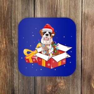 Saint Bernard Dog Christmas Is Box Gift Dog Light Tree Xmas Gift Coaster