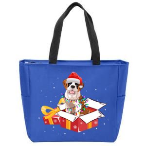 Saint Bernard Dog Christmas Is Box Gift Dog Light Tree Xmas Gift Zip Tote Bag