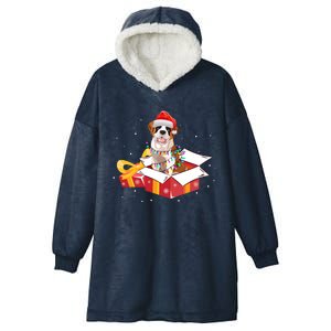 Saint Bernard Dog Christmas Is Box Gift Dog Light Tree Xmas Gift Hooded Wearable Blanket