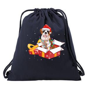 Saint Bernard Dog Christmas Is Box Gift Dog Light Tree Xmas Gift Drawstring Bag