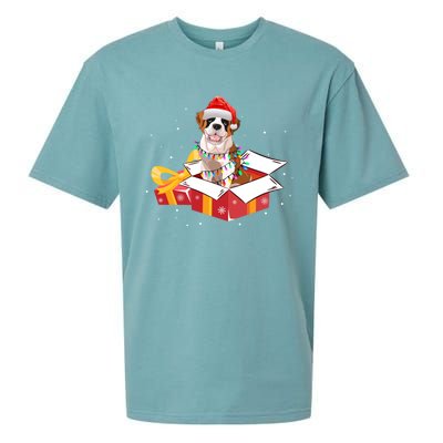 Saint Bernard Dog Christmas Is Box Gift Dog Light Tree Xmas Gift Sueded Cloud Jersey T-Shirt