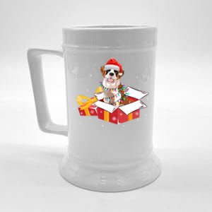 Saint Bernard Dog Christmas Is Box Gift Dog Light Tree Xmas Gift Beer Stein