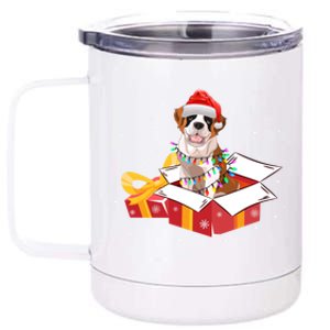 Saint Bernard Dog Christmas Is Box Gift Dog Light Tree Xmas Gift 12 oz Stainless Steel Tumbler Cup