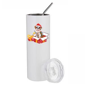 Saint Bernard Dog Christmas Is Box Gift Dog Light Tree Xmas Gift Stainless Steel Tumbler