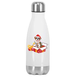 Saint Bernard Dog Christmas Is Box Gift Dog Light Tree Xmas Gift Stainless Steel Insulated Water Bottle