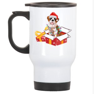 Saint Bernard Dog Christmas Is Box Gift Dog Light Tree Xmas Gift Stainless Steel Travel Mug