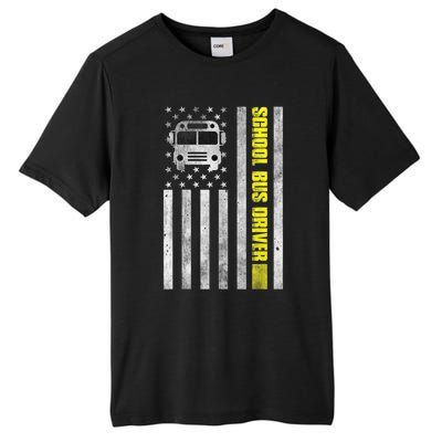 School Bus Driver American Flag School Bus Driver Tall Fusion ChromaSoft Performance T-Shirt