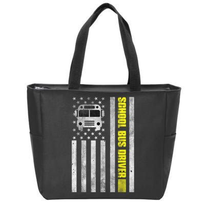 School Bus Driver American Flag School Bus Driver Zip Tote Bag