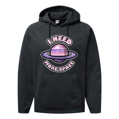 Space BACKPRINT Design for I Need More Space Performance Fleece Hoodie