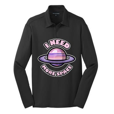 Space BACKPRINT Design for I Need More Space Silk Touch Performance Long Sleeve Polo