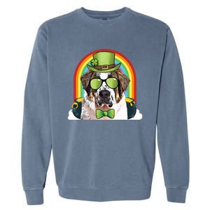 St Bernard Dog Leprechaun Funny St Patricks Day Gift Garment-Dyed Sweatshirt