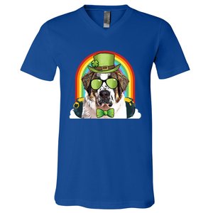 St Bernard Dog Leprechaun Funny St Patricks Day Gift V-Neck T-Shirt