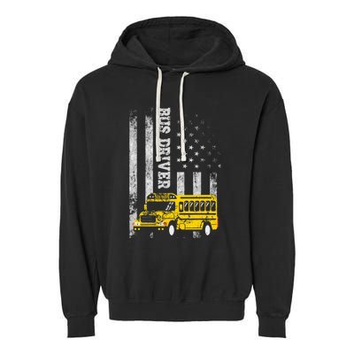 School Bus Driver American Flag For School Bus Driver Garment-Dyed Fleece Hoodie