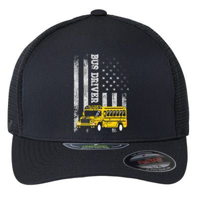 School Bus Driver American Flag For School Bus Driver Flexfit Unipanel Trucker Cap