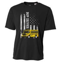 School Bus Driver American Flag For School Bus Driver Cooling Performance Crew T-Shirt