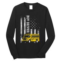 School Bus Driver American Flag For School Bus Driver Long Sleeve Shirt