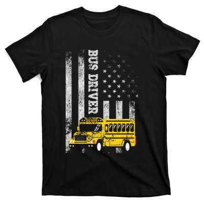 School Bus Driver American Flag For School Bus Driver T-Shirt