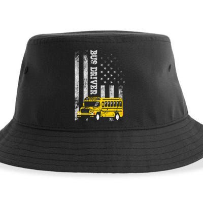 School Bus Driver American Flag For School Bus Driver Sustainable Bucket Hat