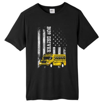 School Bus Driver American Flag For School Bus Driver Tall Fusion ChromaSoft Performance T-Shirt