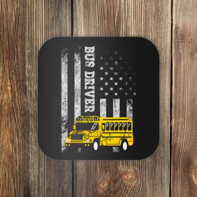 School Bus Driver American Flag For School Bus Driver Coaster