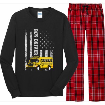 School Bus Driver American Flag For School Bus Driver Long Sleeve Pajama Set