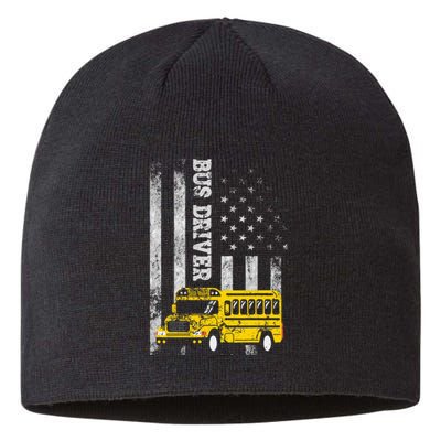 School Bus Driver American Flag For School Bus Driver Sustainable Beanie