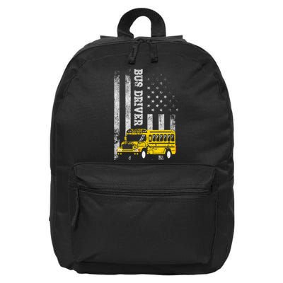 School Bus Driver American Flag For School Bus Driver 16 in Basic Backpack