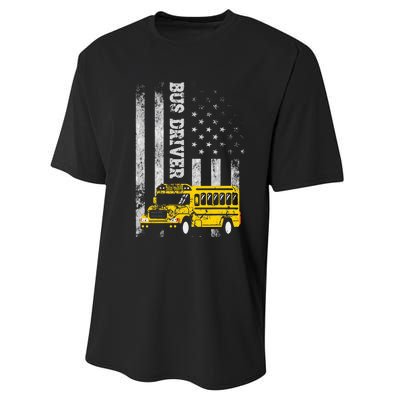 School Bus Driver American Flag For School Bus Driver Performance Sprint T-Shirt