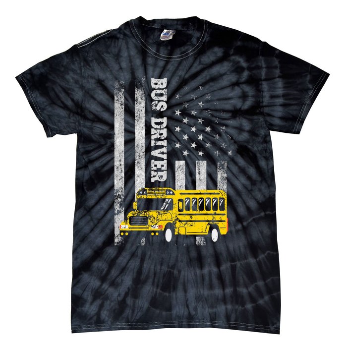 School Bus Driver American Flag For School Bus Driver Tie-Dye T-Shirt