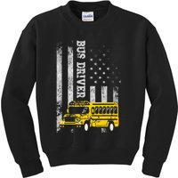 School Bus Driver American Flag For School Bus Driver Kids Sweatshirt