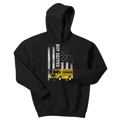 School Bus Driver American Flag For School Bus Driver Kids Hoodie