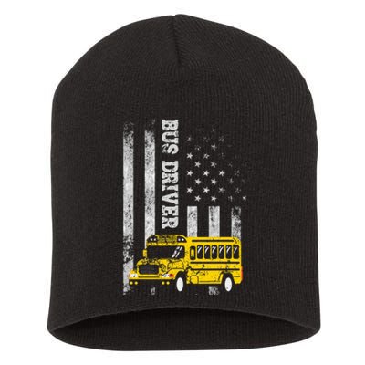 School Bus Driver American Flag For School Bus Driver Short Acrylic Beanie