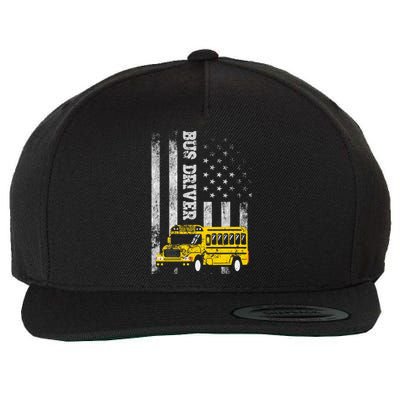 School Bus Driver American Flag For School Bus Driver Wool Snapback Cap