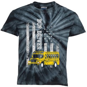 School Bus Driver American Flag For School Bus Driver Kids Tie-Dye T-Shirt