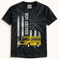 School Bus Driver American Flag For School Bus Driver Kids Tie-Dye T-Shirt