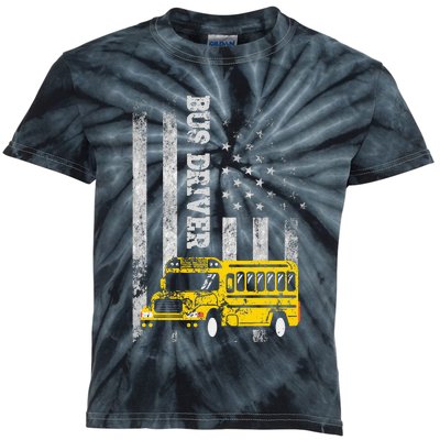 School Bus Driver American Flag For School Bus Driver Kids Tie-Dye T-Shirt