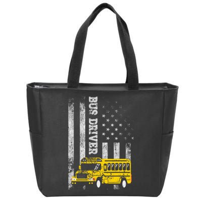 School Bus Driver American Flag For School Bus Driver Zip Tote Bag