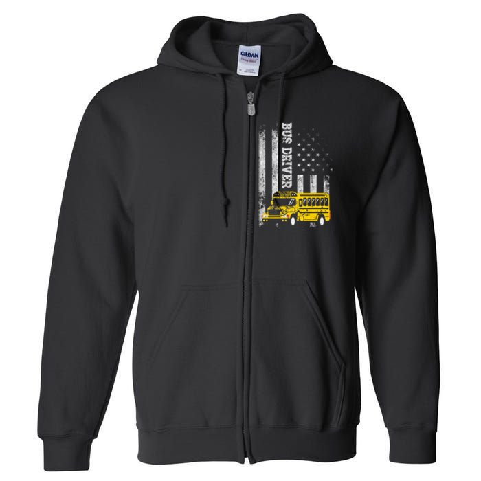 School Bus Driver American Flag For School Bus Driver Full Zip Hoodie