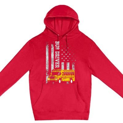 School Bus Driver American Flag For School Bus Driver Premium Pullover Hoodie