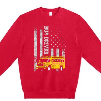 School Bus Driver American Flag For School Bus Driver Premium Crewneck Sweatshirt