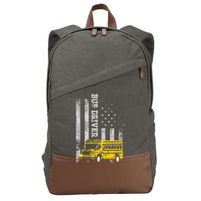 School Bus Driver American Flag For School Bus Driver Cotton Canvas Backpack