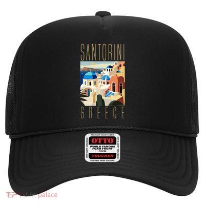 Santorini Blue Dome Ship Santorini Gifts Santorini Greece High Crown Mesh Back Trucker Hat