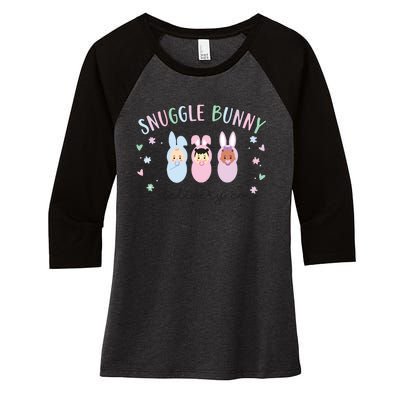 Snuggle Bunny Delivery Co Mother Baby Nurse Easter Ld Nurse Women's Tri-Blend 3/4-Sleeve Raglan Shirt