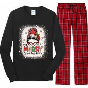 School Bus Driver Messy Bun Bus Driver Christmas Funny Gift Long Sleeve Pajama Set