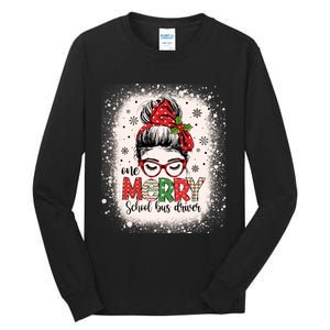 School Bus Driver Messy Bun Bus Driver Christmas Funny Gift Tall Long Sleeve T-Shirt