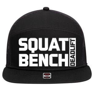 Squat Bench Deadlift Gym Weightlifting Workout Fitness Cute Gift 7 Panel Mesh Trucker Snapback Hat