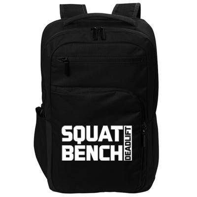 Squat Bench Deadlift Gym Weightlifting Workout Fitness Cute Gift Impact Tech Backpack